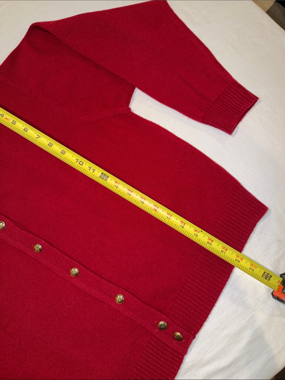 Pendleton Red Wool Button-Front Cardigan with Gold Buttons - Picture 4 of 6